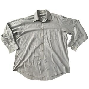 Pierre Cardin Men's Dress Shirt Long Sleeve Gray 60% Cotton Size 16 32/33